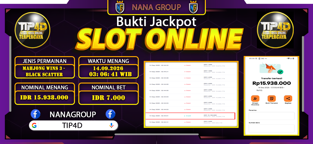 Bukti Kemenangan Besar Dibayar lunas Member TIP4D RP 1.593.800.000, 14 September 2026